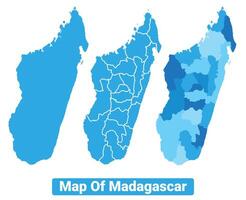 Bluescale Madagascar map in different style border outline illustration set vector