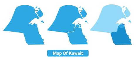 Bluescale Kuwait map in different style border outline illustration set vector