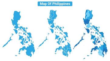Bluescale Philippines map in different style border outline illustration set vector