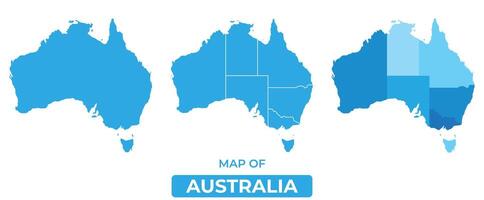 Bluescale Australia map in different style border outline illustration set vector
