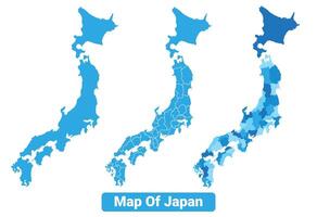 Bluescale Japan map in different style border outline illustration set vector