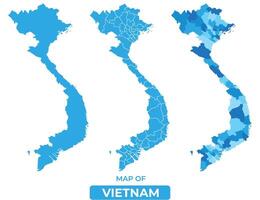 Bluescale Vietnam map in different style border outline illustration set vector