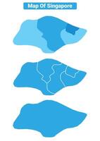Bluescale Singapore map in different style border outline illustration set vector