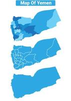 Bluescale Yemen map in different style border outline illustration set vector