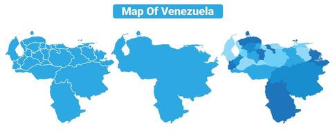 Bluescale Venezuela map in different style border outline illustration set vector
