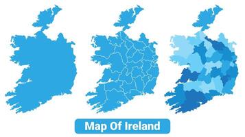 Bluescale Ireland map in different style border outline illustration set vector