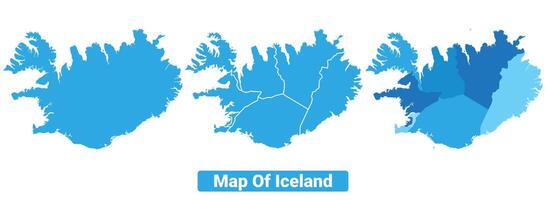 Bluescale Iceland map in different style border outline illustration set vector