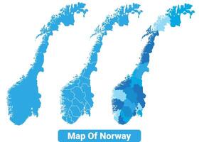 Bluescale Norway map in different style border outline illustration set vector