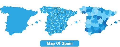 Bluescale Spain map in different style border outline illustration set vector