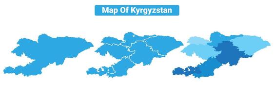 Bluescale Kyrgyzstan map in different style border outline illustration set vector