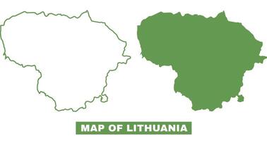 Simple Lithuania Outline flat map style illustration set vector