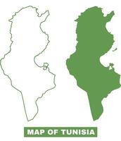 Simple Tunisia Outline flat map style illustration set vector
