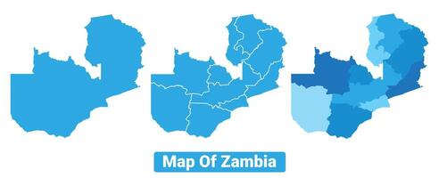 Bluescale Zambia map in different style border outline illustration set vector