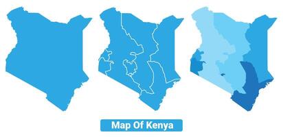 Bluescale Kenya map in different style border outline illustration set vector