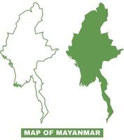 Simple Mayanmar Outline flat map style illustration set vector