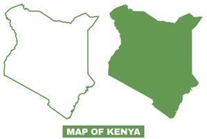 Simple Kenya Outline flat map style illustration set vector