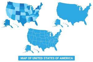 Bluescale United States Of America map in different style border outline illustration set vector