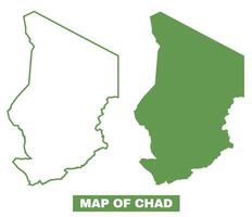 Simple Chad Outline flat map style illustration set vector
