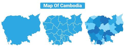 Bluescale Cambodia map in different style border outline illustration set vector