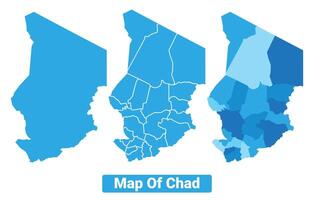 Bluescale Chad map in different style border outline illustration set vector