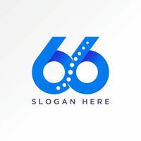 Logo design graphic concept creative premium stock initial number 66 sport font connected spine bone Related to monogram typography anniversary vector