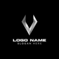Logo design graphic concept creative abstract premium stock initial V font stainless steel like horn. Related to monogram typography branding vector