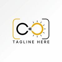 Logo design graphic concept creative abstract premium stock initial CO font watt electric light bulb lamp. Related to monogram typography smart vector