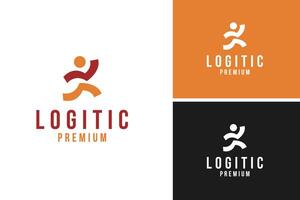 Man running for logistic logo design template illustration idea vector