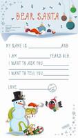 A letter for Santa Claus with lines to fill in wishes and data A snake wraps around a snowman vector