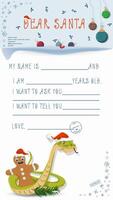 A letter for Santa Claus with lines to fill in wishes and data A snake wraps around a Gingerbread Man vector