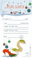 A letter for Santa Claus with lines to fill in wishes and data A snake climbs out of Santas hat vector