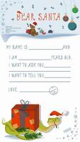 A letter for Santa Claus with lines to fill in wishes and data A snake wraps around a gift box vector