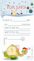 A letter for Santa Claus with lines to fill in wishes and data A snake wraps around the clock vector