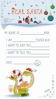 A letter for Santa Claus with lines to fill in wishes and data A snake wraps around a candy vector