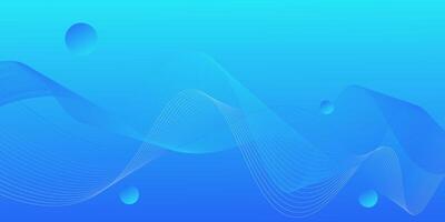 Dynamic background illustration light blue gradient with wave lines and simple circle style. Cool design. vector