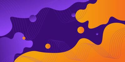 Orange purple geometric business banner design. Creative banner design with wave shape and line as template. Simple horizontal banner with circle pattern. eps10 vector