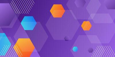 Abstract purple gradient background of molecules. Transparent hexagonal structure shape. Presentation study. Hexagonal lattice molecular structure. vector