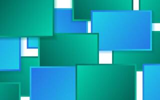 Simple abstract blue and green rectangle 3D background with overlapping shadow shapes. Simple and modern concept. vector