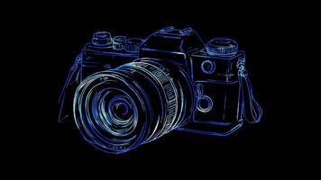 Neon frame effect, representing conferencing on black background video