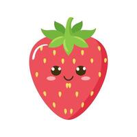 Strawberry Cute Cartoon Fruit Animation Kawaii Healthy Character vector