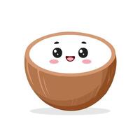 Coconut Cute Cartoon Fruit Fresh Animation Kawaii Healthy Character vector