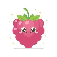Raspberry Cute Cartoon Fruit Fresh Animation Kawaii Character vector