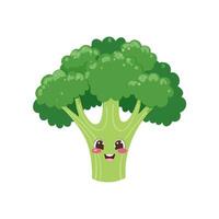 Broccoli Vegetable Cute Cartoon Fresh Animation Kawaii Character vector