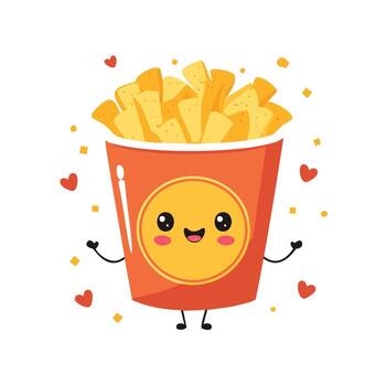 papas fritas comida comer comida bocadillo cocina kawaii personaje vector