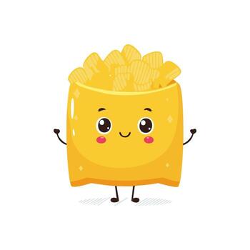 papas fritas comida comer comida bocadillo animación kawaii personaje vector