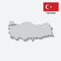 3D map of Turkey with separated sections on a white background vector