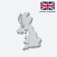 3D map of United Kingdom with separated sections on a white background vector