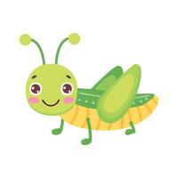 Grasshopper Insect Bug Animal Animation Kawaii Character vector