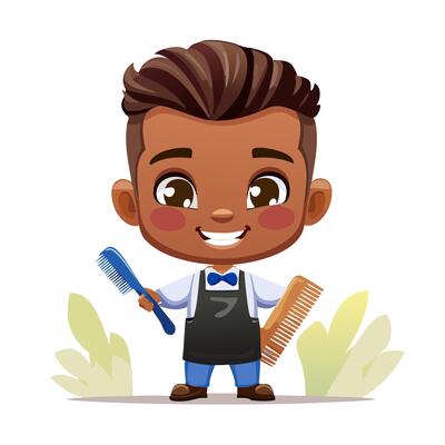 Barber Cute Worker Work Job Profession Professional Occupation Cartoon