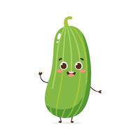 Cucumber Vegetable Cute Cartoon Animation Kawaii Healthy Character vector